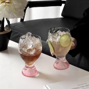 Vintage Pink Stem Glass Goblet