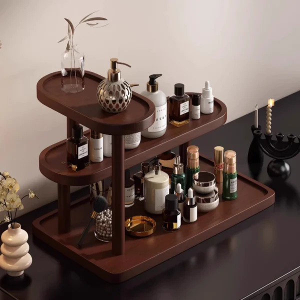 3 Tier Wooden Cosmetic Organizer
