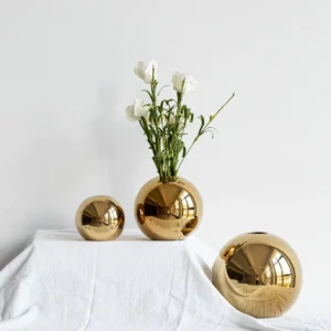 sg-11134201-82599-mrkx7sf9wmpu5c Set of 3 Modern Gold Ceramic Ball Vase