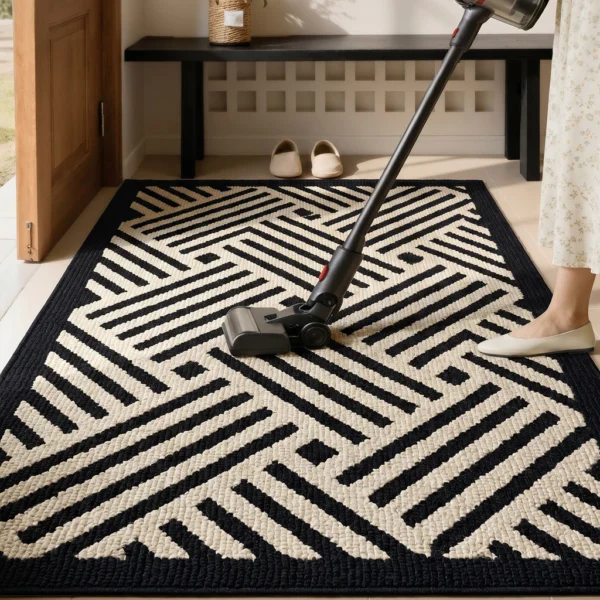 Modern Geometric Woven Entryway Rug