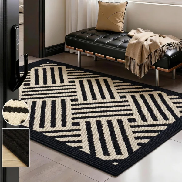 Modern Geometric Woven Entryway Rug