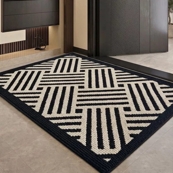 Modern Geometric Woven Entryway Rug